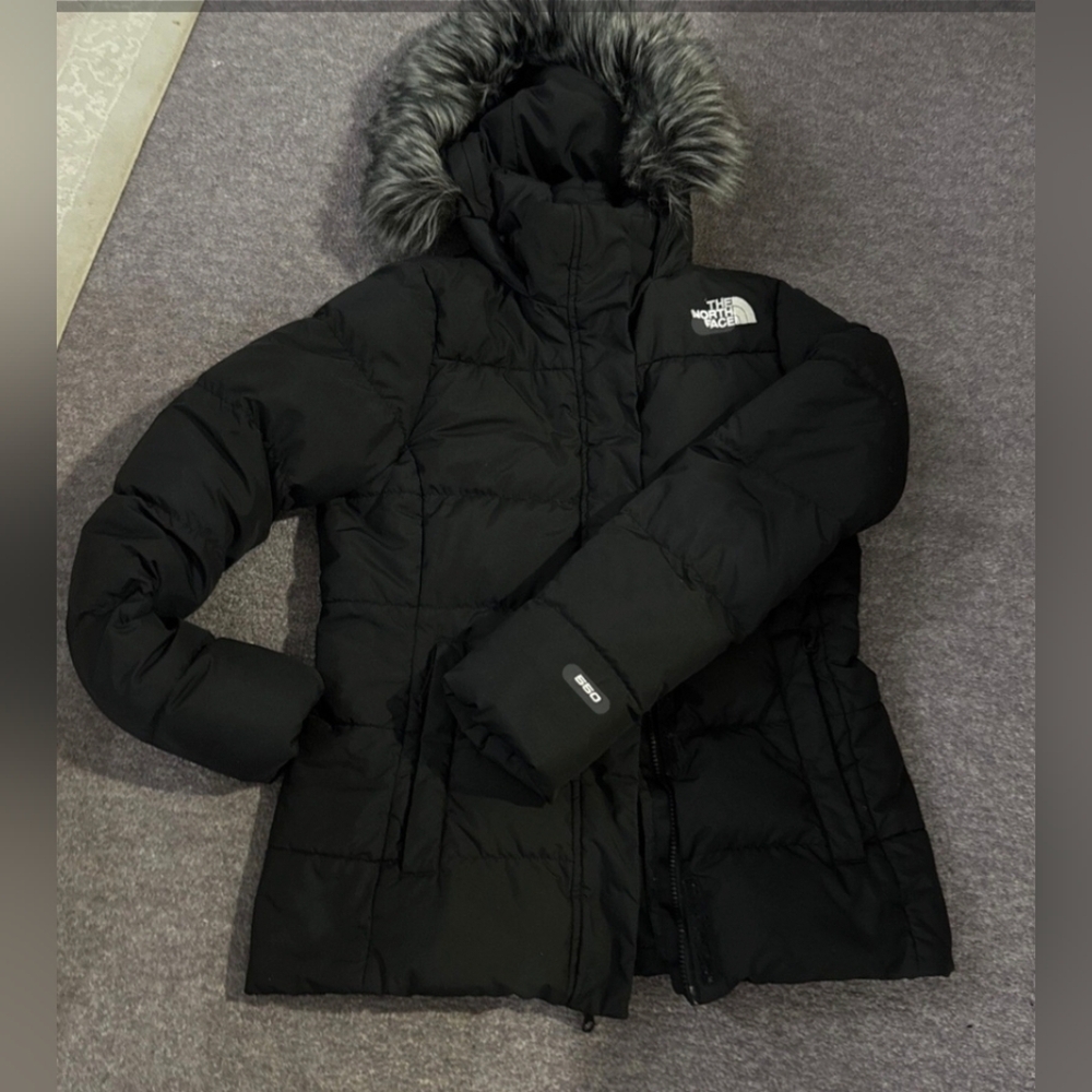 The North Face Women's Gotham Black Puffer Jacket with Fur Trim